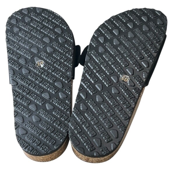 Project Cloud Black Suede Iridescent Adjustable Buckle Sandals Slides Comfort 10 - Picture 7 of 8